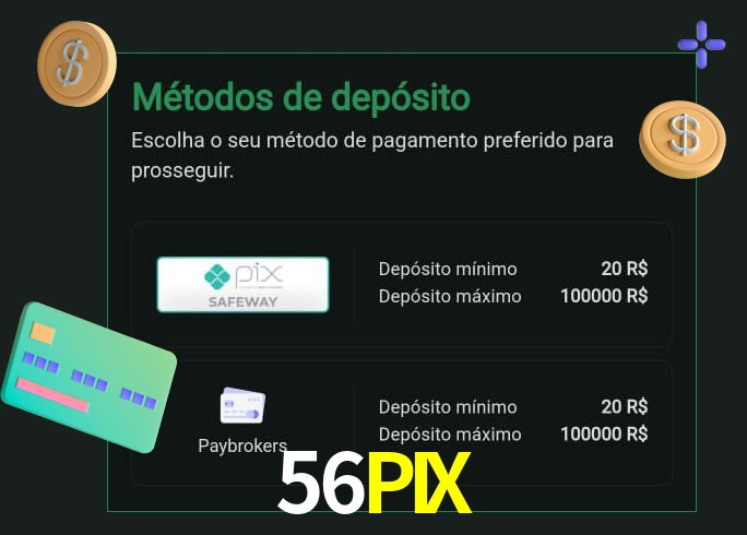 O cassino 56PIXbet oferece uma grande variedade de métodos de pagamento
